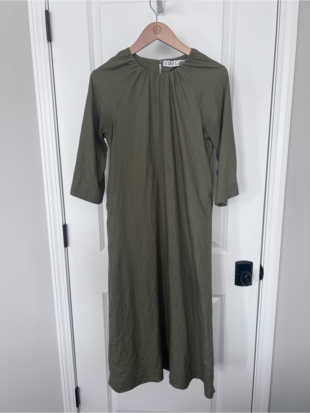 Lou Lou Olive Green Linen Midi Dress